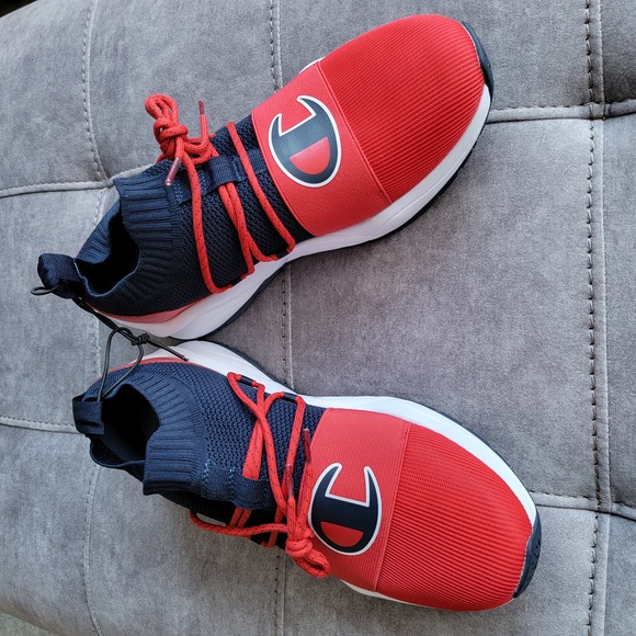 NEW Champion Hype-R Lo Navy & Scarlet Shoes Size 10 - Picture 1 of 8